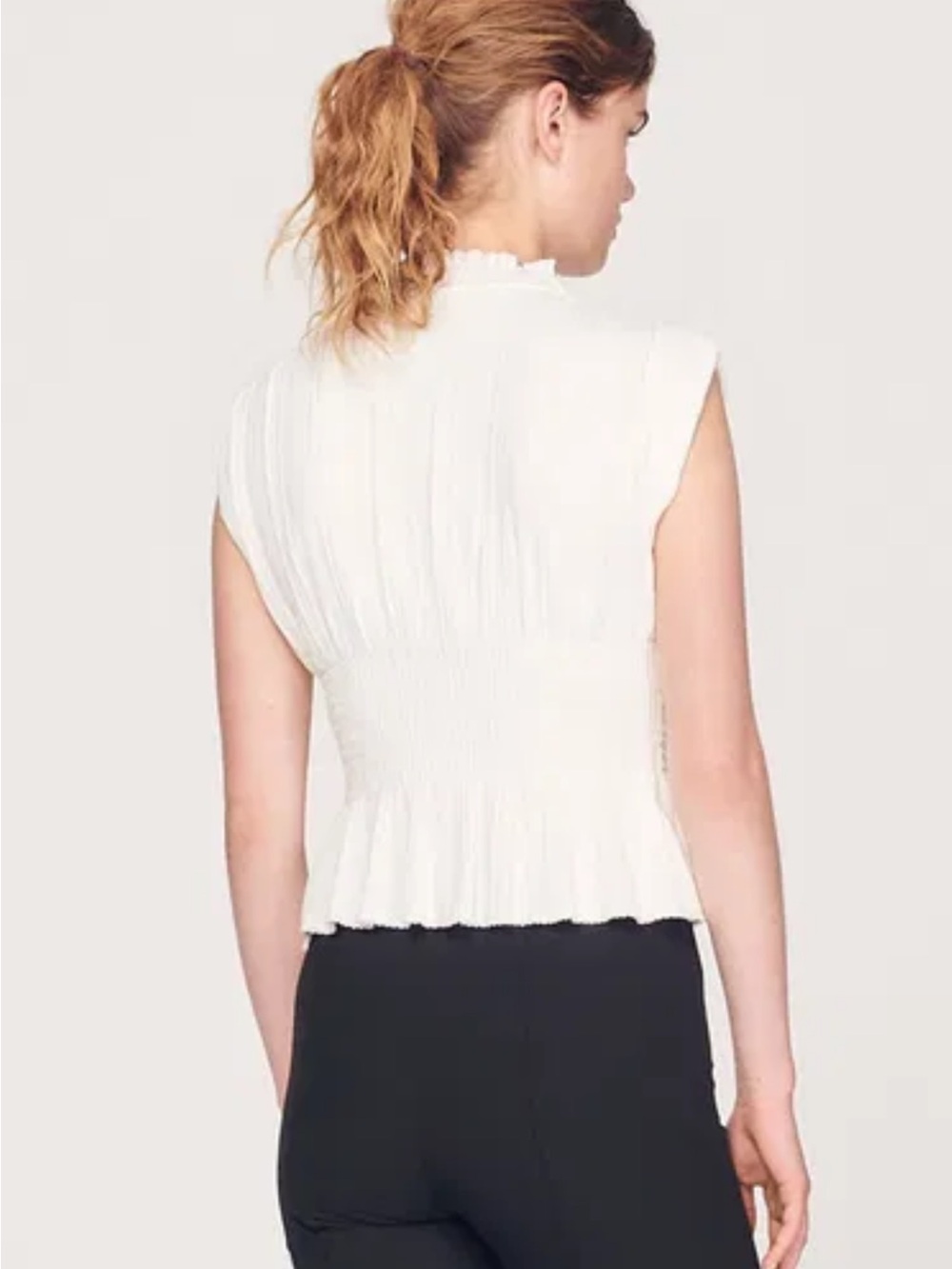 Sandro Corinne Smoked Peplum Top
